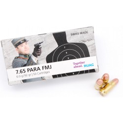 RUAG 7.65 PARA FMJ , 6.0g / 92 gr , 50 Cart.